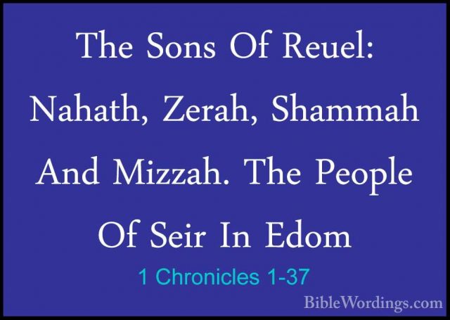 1 Chronicles 1-37 - The Sons Of Reuel: Nahath, Zerah, Shammah AndThe Sons Of Reuel: Nahath, Zerah, Shammah And Mizzah. The People Of Seir In Edom 