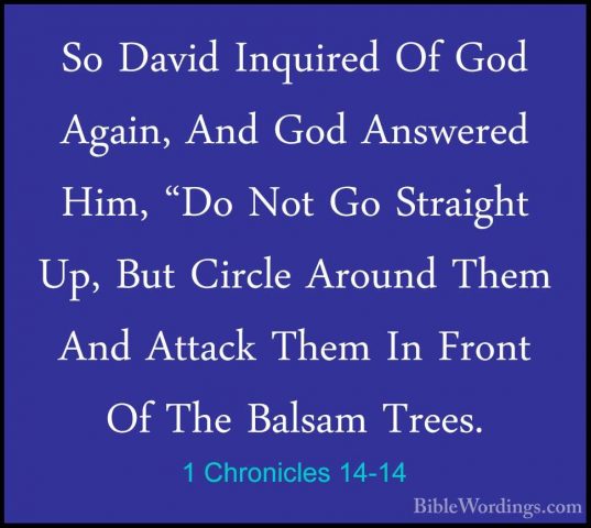 1 Chronicles 14-14 - So David Inquired Of God Again, And God AnswSo David Inquired Of God Again, And God Answered Him, "Do Not Go Straight Up, But Circle Around Them And Attack Them In Front Of The Balsam Trees. 