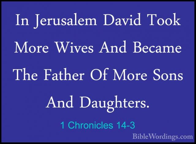 1 Chronicles 14-3 - In Jerusalem David Took More Wives And BecameIn Jerusalem David Took More Wives And Became The Father Of More Sons And Daughters. 