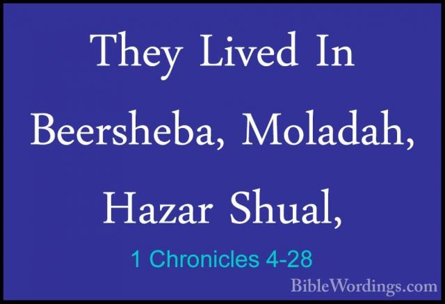 1 Chronicles 4-28 - They Lived In Beersheba, Moladah, Hazar ShualThey Lived In Beersheba, Moladah, Hazar Shual, 