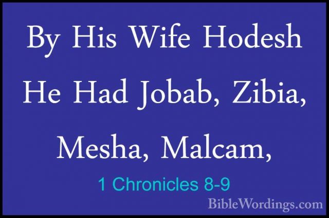 1 Chronicles 8-9 - By His Wife Hodesh He Had Jobab, Zibia, Mesha,By His Wife Hodesh He Had Jobab, Zibia, Mesha, Malcam, 