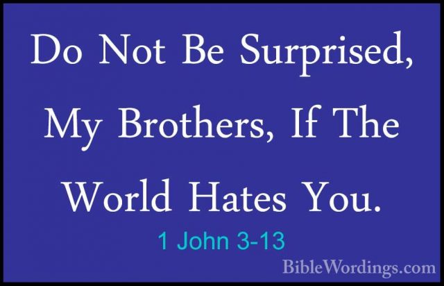 1 John 3-13 - Do Not Be Surprised, My Brothers, If The World HateDo Not Be Surprised, My Brothers, If The World Hates You. 