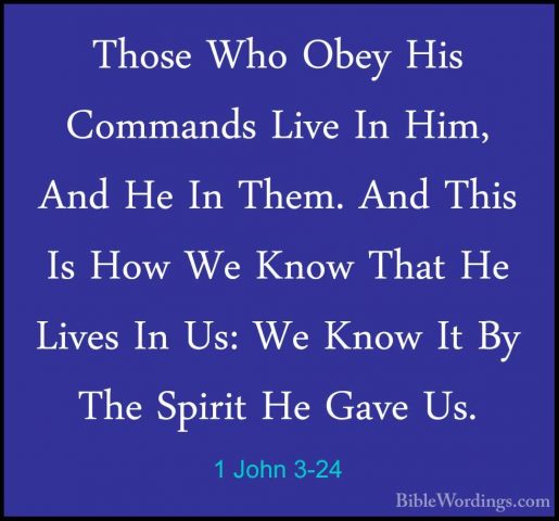 1 John 3-24 - Those Who Obey His Commands Live In Him, And He InThose Who Obey His Commands Live In Him, And He In Them. And This Is How We Know That He Lives In Us: We Know It By The Spirit He Gave Us.