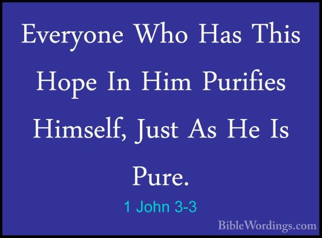 1 John 3-3 - Everyone Who Has This Hope In Him Purifies Himself,Everyone Who Has This Hope In Him Purifies Himself, Just As He Is Pure. 