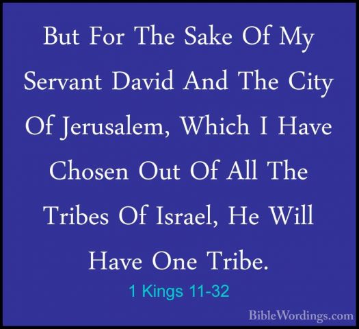 1 Kings 11-32 - But For The Sake Of My Servant David And The CityBut For The Sake Of My Servant David And The City Of Jerusalem, Which I Have Chosen Out Of All The Tribes Of Israel, He Will Have One Tribe. 