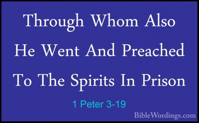 1 Peter 3-19 - Through Whom Also He Went And Preached To The SpirThrough Whom Also He Went And Preached To The Spirits In Prison 