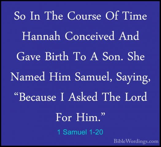 1 Samuel 1-20 - So In The Course Of Time Hannah Conceived And GavSo In The Course Of Time Hannah Conceived And Gave Birth To A Son. She Named Him Samuel, Saying, "Because I Asked The Lord For Him." 