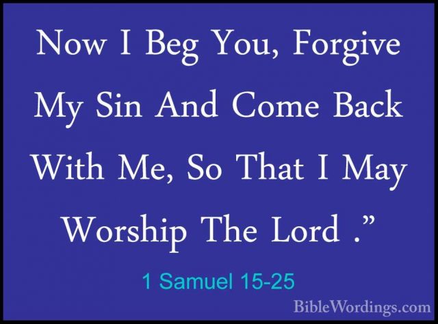 1 Samuel 15-25 - Now I Beg You, Forgive My Sin And Come Back WithNow I Beg You, Forgive My Sin And Come Back With Me, So That I May Worship The Lord ." 