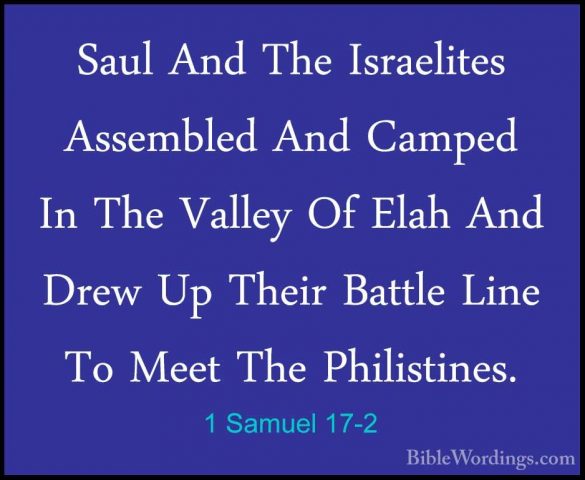 1 Samuel 17-2 - Saul And The Israelites Assembled And Camped In TSaul And The Israelites Assembled And Camped In The Valley Of Elah And Drew Up Their Battle Line To Meet The Philistines. 