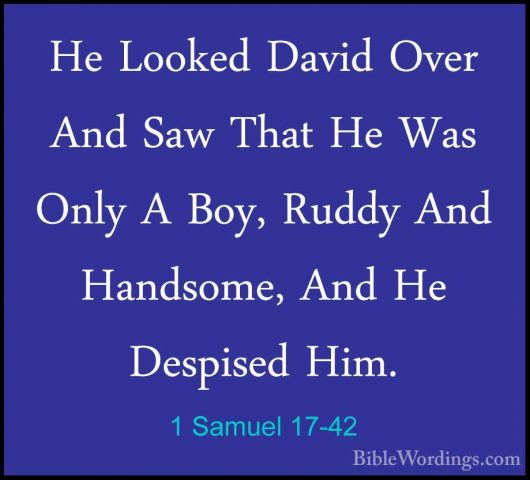 1 Samuel 17-42 - He Looked David Over And Saw That He Was Only AHe Looked David Over And Saw That He Was Only A Boy, Ruddy And Handsome, And He Despised Him. 