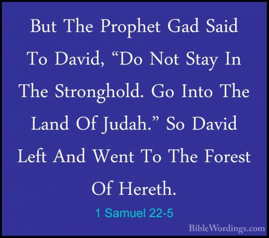 1 Samuel 22-5 - But The Prophet Gad Said To David, "Do Not Stay IBut The Prophet Gad Said To David, "Do Not Stay In The Stronghold. Go Into The Land Of Judah." So David Left And Went To The Forest Of Hereth. 