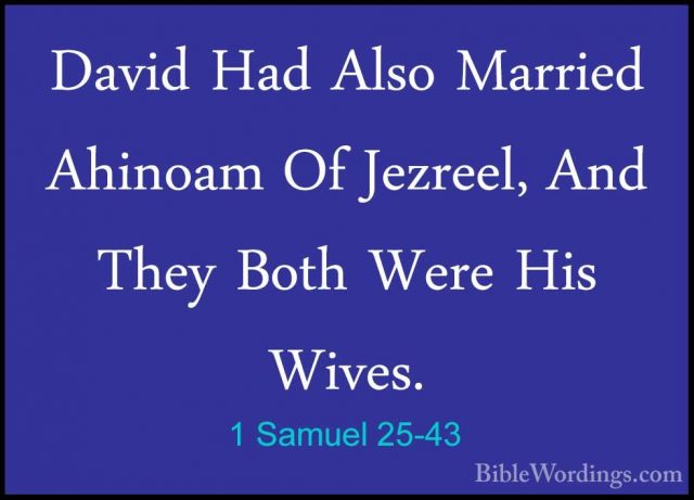 1 Samuel 25-43 - David Had Also Married Ahinoam Of Jezreel, And TDavid Had Also Married Ahinoam Of Jezreel, And They Both Were His Wives. 