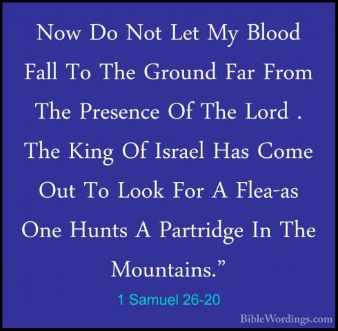 1 Samuel 26-20 - Now Do Not Let My Blood Fall To The Ground Far FNow Do Not Let My Blood Fall To The Ground Far From The Presence Of The Lord . The King Of Israel Has Come Out To Look For A Flea-as One Hunts A Partridge In The Mountains." 