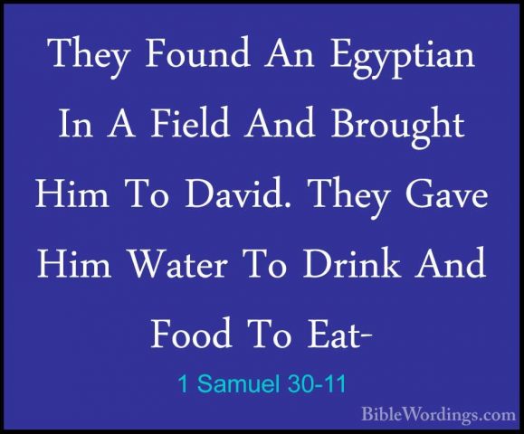 1 Samuel 30-11 - They Found An Egyptian In A Field And Brought HiThey Found An Egyptian In A Field And Brought Him To David. They Gave Him Water To Drink And Food To Eat- 