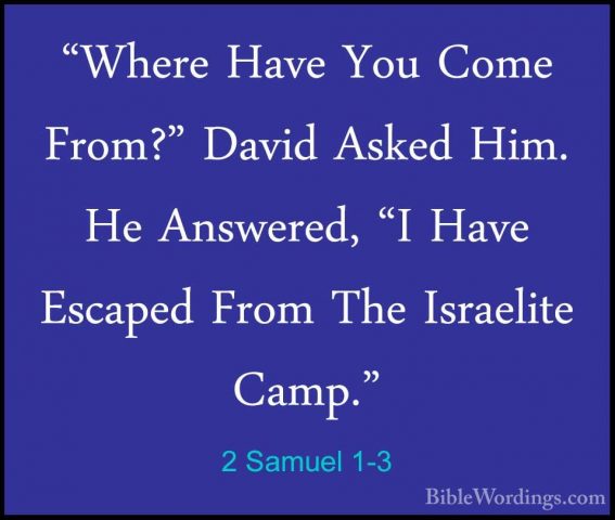 2 Samuel 1-3 - "Where Have You Come From?" David Asked Him. He An"Where Have You Come From?" David Asked Him. He Answered, "I Have Escaped From The Israelite Camp." 