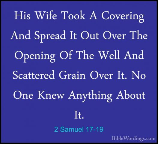2 Samuel 17-19 - His Wife Took A Covering And Spread It Out OverHis Wife Took A Covering And Spread It Out Over The Opening Of The Well And Scattered Grain Over It. No One Knew Anything About It. 