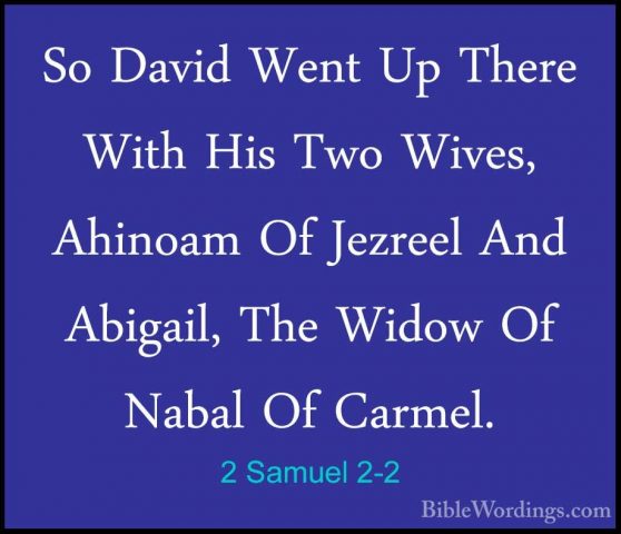 2 Samuel 2-2 - So David Went Up There With His Two Wives, AhinoamSo David Went Up There With His Two Wives, Ahinoam Of Jezreel And Abigail, The Widow Of Nabal Of Carmel. 