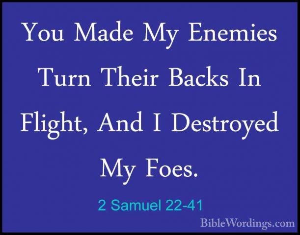 2 Samuel 22-41 - You Made My Enemies Turn Their Backs In Flight,You Made My Enemies Turn Their Backs In Flight, And I Destroyed My Foes. 