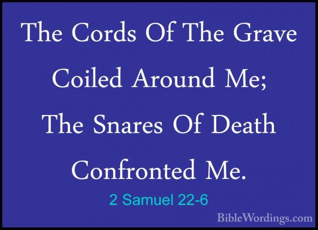 2 Samuel 22-6 - The Cords Of The Grave Coiled Around Me; The SnarThe Cords Of The Grave Coiled Around Me; The Snares Of Death Confronted Me. 