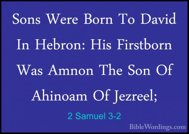 2 Samuel 3-2 - Sons Were Born To David In Hebron: His Firstborn WSons Were Born To David In Hebron: His Firstborn Was Amnon The Son Of Ahinoam Of Jezreel; 