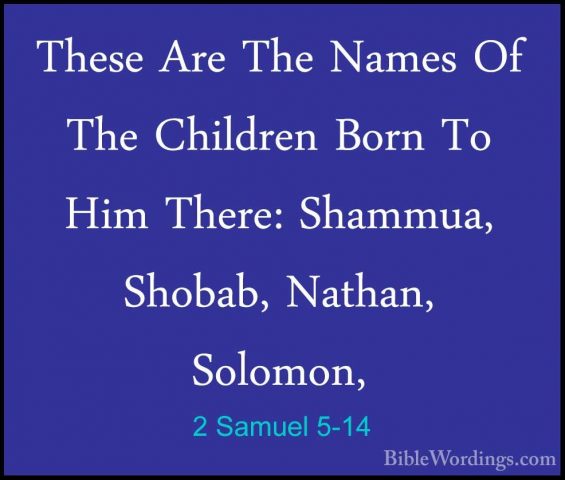 2 Samuel 5-14 - These Are The Names Of The Children Born To Him TThese Are The Names Of The Children Born To Him There: Shammua, Shobab, Nathan, Solomon, 