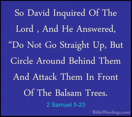 2 Samuel 5-23 - So David Inquired Of The Lord , And He Answered,So David Inquired Of The Lord , And He Answered, "Do Not Go Straight Up, But Circle Around Behind Them And Attack Them In Front Of The Balsam Trees. 