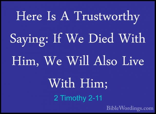 2 Timothy 2-11 - Here Is A Trustworthy Saying: If We Died With HiHere Is A Trustworthy Saying: If We Died With Him, We Will Also Live With Him; 