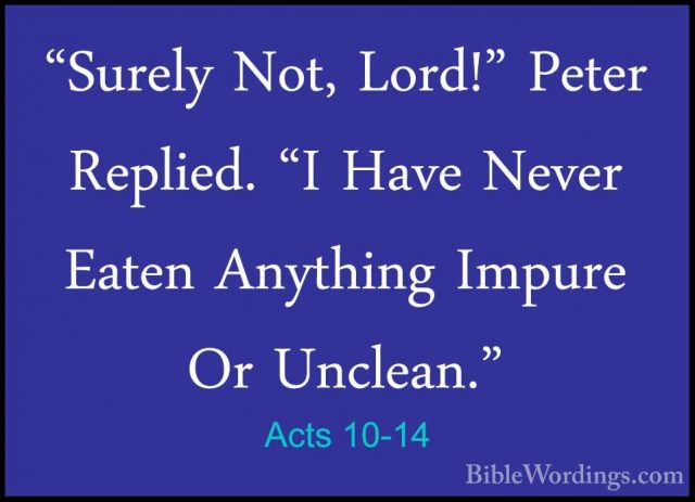 Acts 10-14 - "Surely Not, Lord!" Peter Replied. "I Have Never Eat"Surely Not, Lord!" Peter Replied. "I Have Never Eaten Anything Impure Or Unclean." 