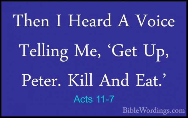 Acts 11-7 - Then I Heard A Voice Telling Me, 'Get Up, Peter. KillThen I Heard A Voice Telling Me, 'Get Up, Peter. Kill And Eat.' 