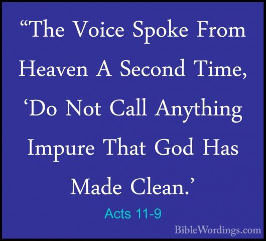 Acts 11-9 - "The Voice Spoke From Heaven A Second Time, 'Do Not C"The Voice Spoke From Heaven A Second Time, 'Do Not Call Anything Impure That God Has Made Clean.' 