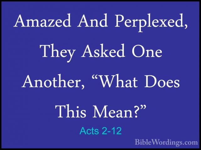 Acts 2-12 - Amazed And Perplexed, They Asked One Another, "What DAmazed And Perplexed, They Asked One Another, "What Does This Mean?" 