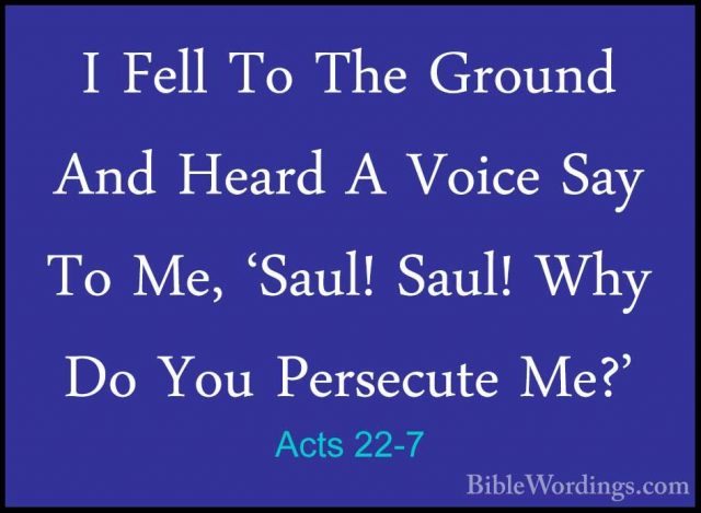 Acts 22-7 - I Fell To The Ground And Heard A Voice Say To Me, 'SaI Fell To The Ground And Heard A Voice Say To Me, 'Saul! Saul! Why Do You Persecute Me?' 