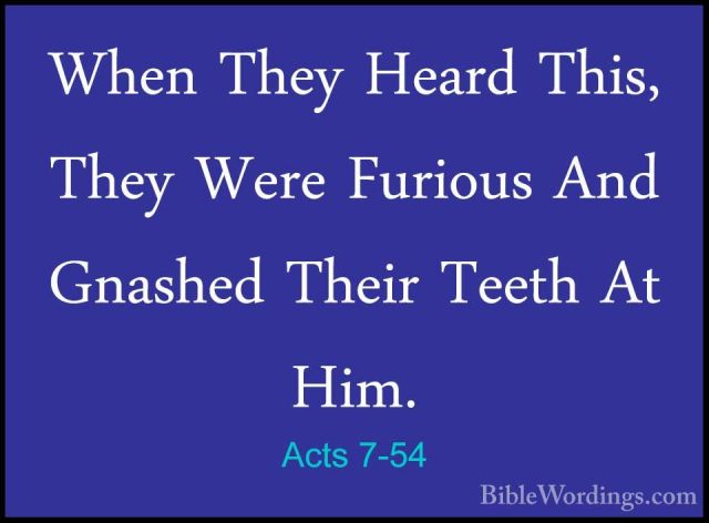 Acts 7-54 - When They Heard This, They Were Furious And Gnashed TWhen They Heard This, They Were Furious And Gnashed Their Teeth At Him. 