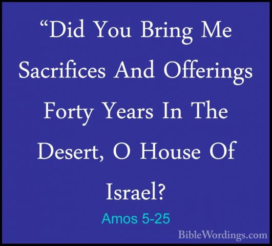 Amos 5-25 - "Did You Bring Me Sacrifices And Offerings Forty Year"Did You Bring Me Sacrifices And Offerings Forty Years In The Desert, O House Of Israel? 