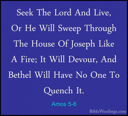 Amos 5-6 - Seek The Lord And Live, Or He Will Sweep Through The HSeek The Lord And Live, Or He Will Sweep Through The House Of Joseph Like A Fire; It Will Devour, And Bethel Will Have No One To Quench It. 