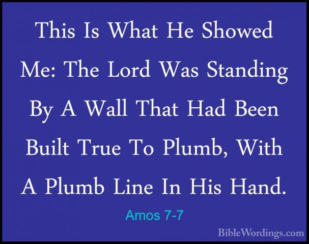 Amos 7-7 - This Is What He Showed Me: The Lord Was Standing By AThis Is What He Showed Me: The Lord Was Standing By A Wall That Had Been Built True To Plumb, With A Plumb Line In His Hand. 