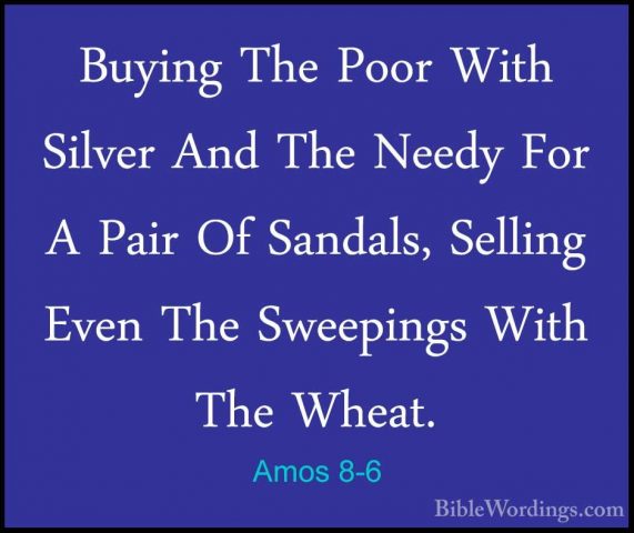 Amos 8-6 - Buying The Poor With Silver And The Needy For A Pair OBuying The Poor With Silver And The Needy For A Pair Of Sandals, Selling Even The Sweepings With The Wheat. 