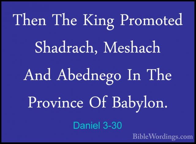 Daniel 3-30 - Then The King Promoted Shadrach, Meshach And AbedneThen The King Promoted Shadrach, Meshach And Abednego In The Province Of Babylon.