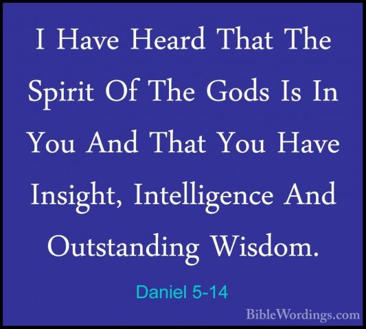 Daniel 5-14 - I Have Heard That The Spirit Of The Gods Is In YouI Have Heard That The Spirit Of The Gods Is In You And That You Have Insight, Intelligence And Outstanding Wisdom. 