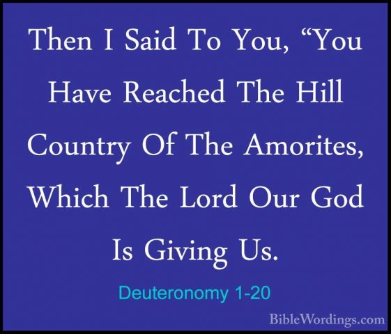 Deuteronomy 1-20 - Then I Said To You, "You Have Reached The HillThen I Said To You, "You Have Reached The Hill Country Of The Amorites, Which The Lord Our God Is Giving Us. 