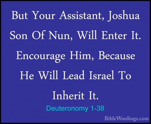Deuteronomy 1-38 - But Your Assistant, Joshua Son Of Nun, Will EnBut Your Assistant, Joshua Son Of Nun, Will Enter It. Encourage Him, Because He Will Lead Israel To Inherit It. 