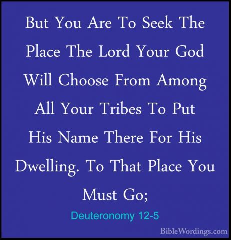 Deuteronomy 12-5 - But You Are To Seek The Place The Lord Your GoBut You Are To Seek The Place The Lord Your God Will Choose From Among All Your Tribes To Put His Name There For His Dwelling. To That Place You Must Go; 