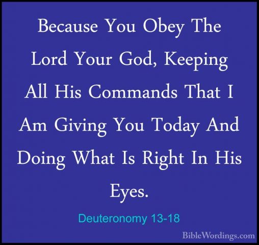 Deuteronomy 13-18 - Because You Obey The Lord Your God, Keeping ABecause You Obey The Lord Your God, Keeping All His Commands That I Am Giving You Today And Doing What Is Right In His Eyes.