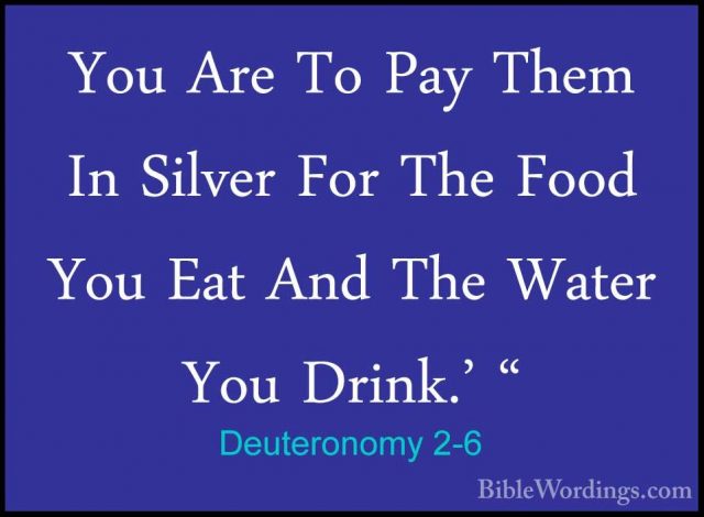 Deuteronomy 2-6 - You Are To Pay Them In Silver For The Food YouYou Are To Pay Them In Silver For The Food You Eat And The Water You Drink.' " 