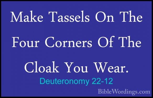 Deuteronomy 22-12 - Make Tassels On The Four Corners Of The CloakMake Tassels On The Four Corners Of The Cloak You Wear. 