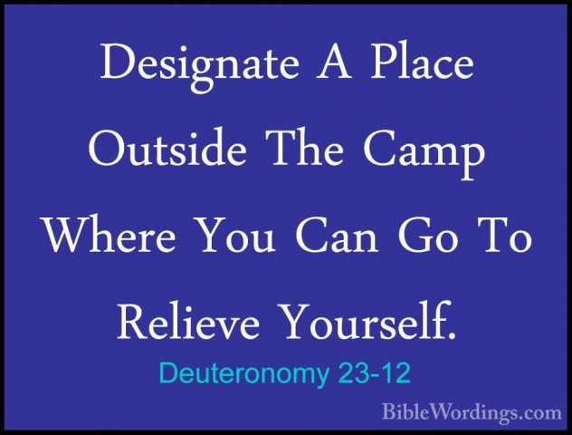 Deuteronomy 23-12 - Designate A Place Outside The Camp Where YouDesignate A Place Outside The Camp Where You Can Go To Relieve Yourself. 