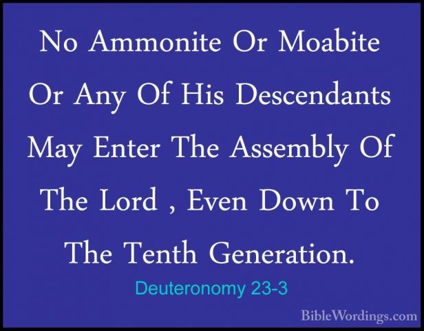 Deuteronomy 23-3 - No Ammonite Or Moabite Or Any Of His DescendanNo Ammonite Or Moabite Or Any Of His Descendants May Enter The Assembly Of The Lord , Even Down To The Tenth Generation. 