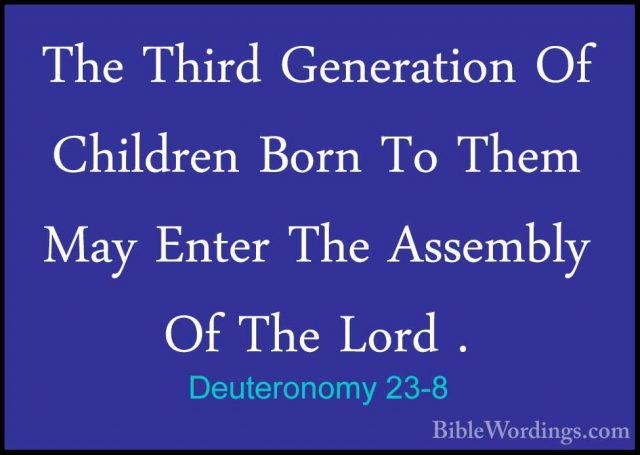 Deuteronomy 23-8 - The Third Generation Of Children Born To ThemThe Third Generation Of Children Born To Them May Enter The Assembly Of The Lord . 