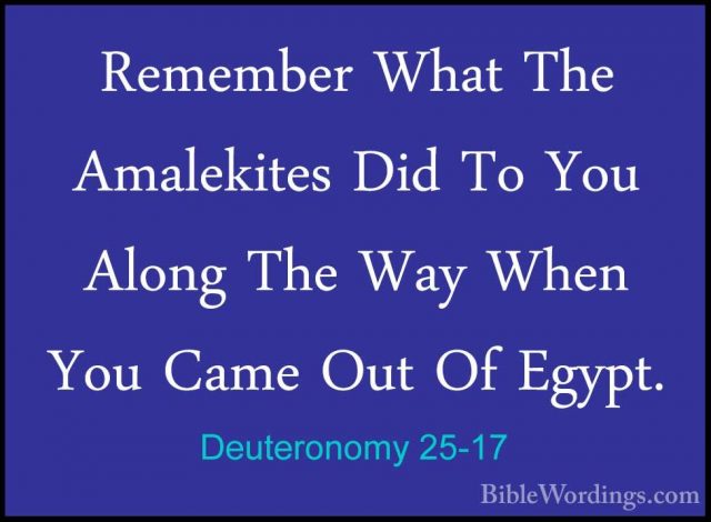 Deuteronomy 25-17 - Remember What The Amalekites Did To You AlongRemember What The Amalekites Did To You Along The Way When You Came Out Of Egypt. 