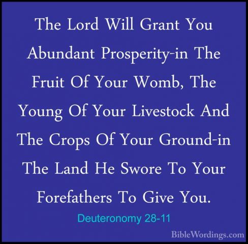 Deuteronomy 28-11 - The Lord Will Grant You Abundant Prosperity-iThe Lord Will Grant You Abundant Prosperity-in The Fruit Of Your Womb, The Young Of Your Livestock And The Crops Of Your Ground-in The Land He Swore To Your Forefathers To Give You. 